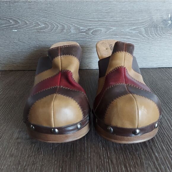 Vintage 90s Fashion Bug Patchwork Stud Mules Clogs Size 10 - Picture 2 of 11